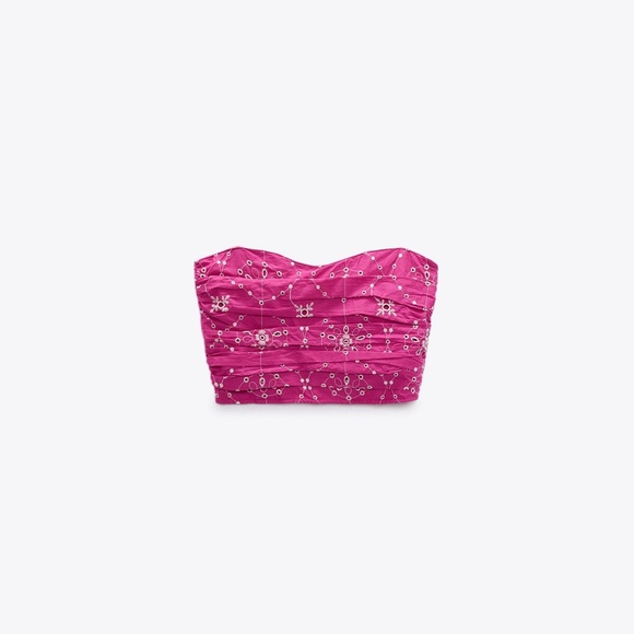 Zara Pink Embroidered Corset Bustier - Picture 1 of 4